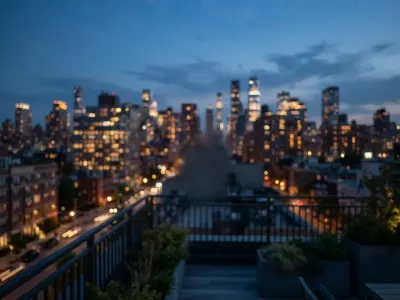 City rooftop headshot background
