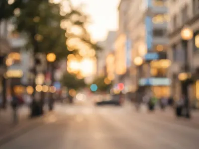Golden hour street headshot background