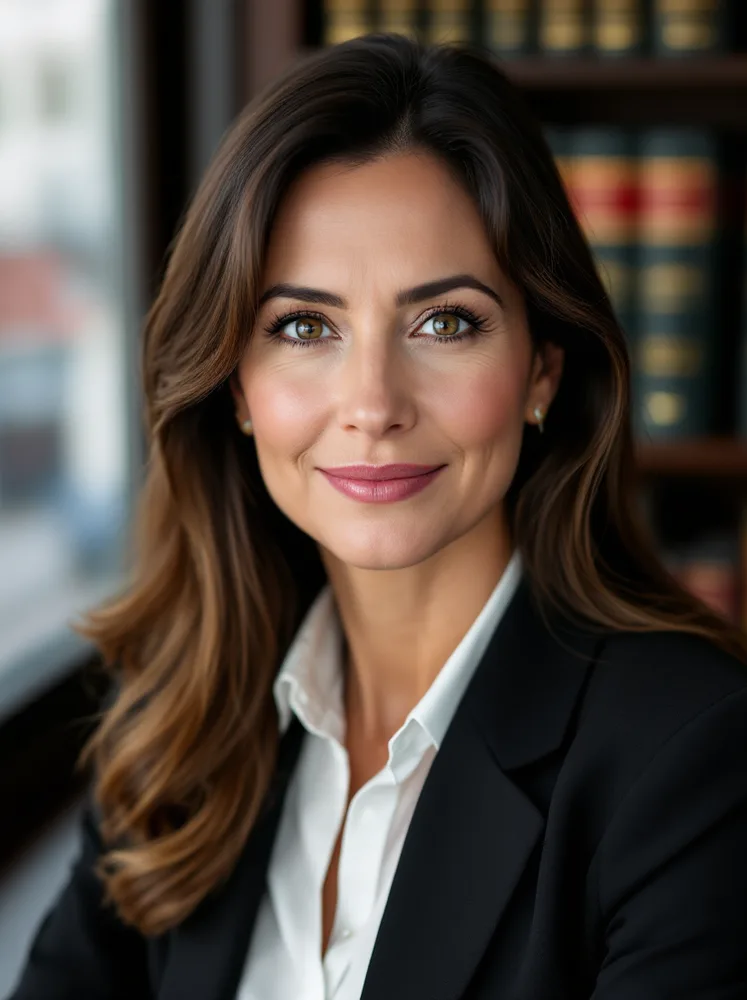 attorney headshot example, law office with books