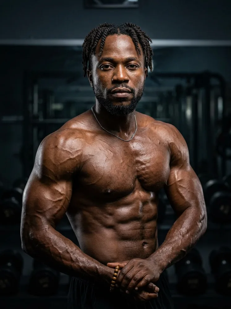 Example bodybuilding photo, most-muscular pose