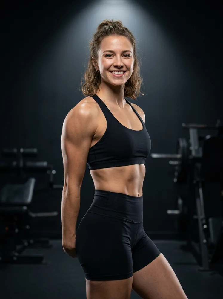 AI bodybuilding photo, side core pose