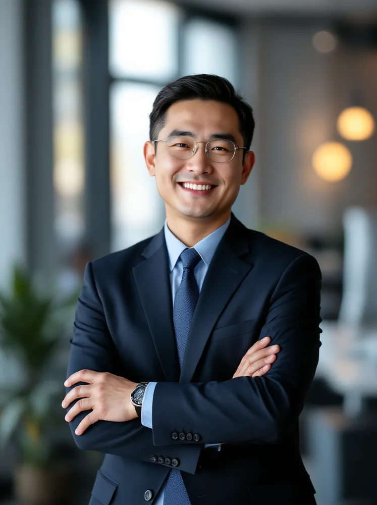 business headshot example, open office, no tie