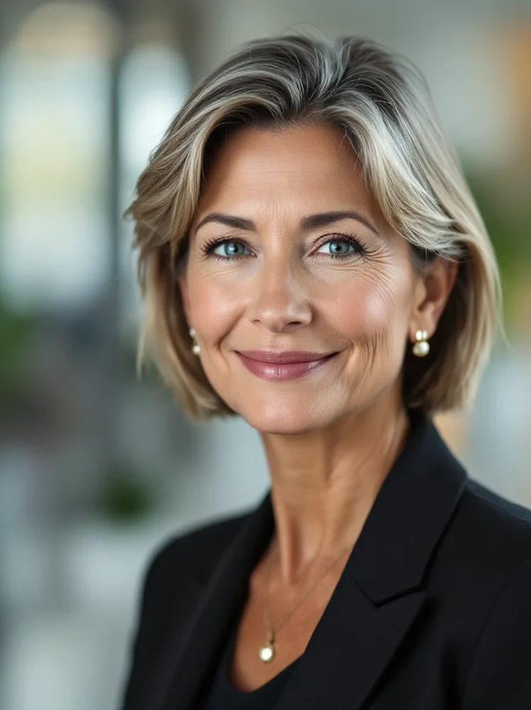 AI corporate headshot: director level, identical framing to the interns