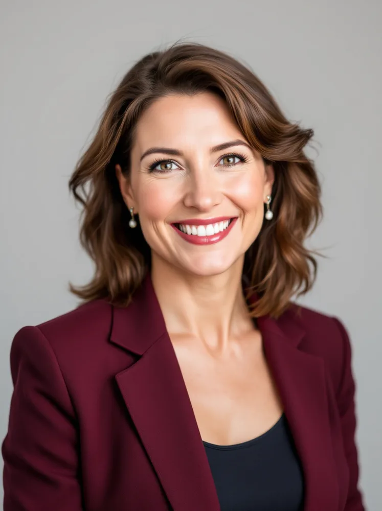 AI CV photo: mid-career formality, plain pale backdrop