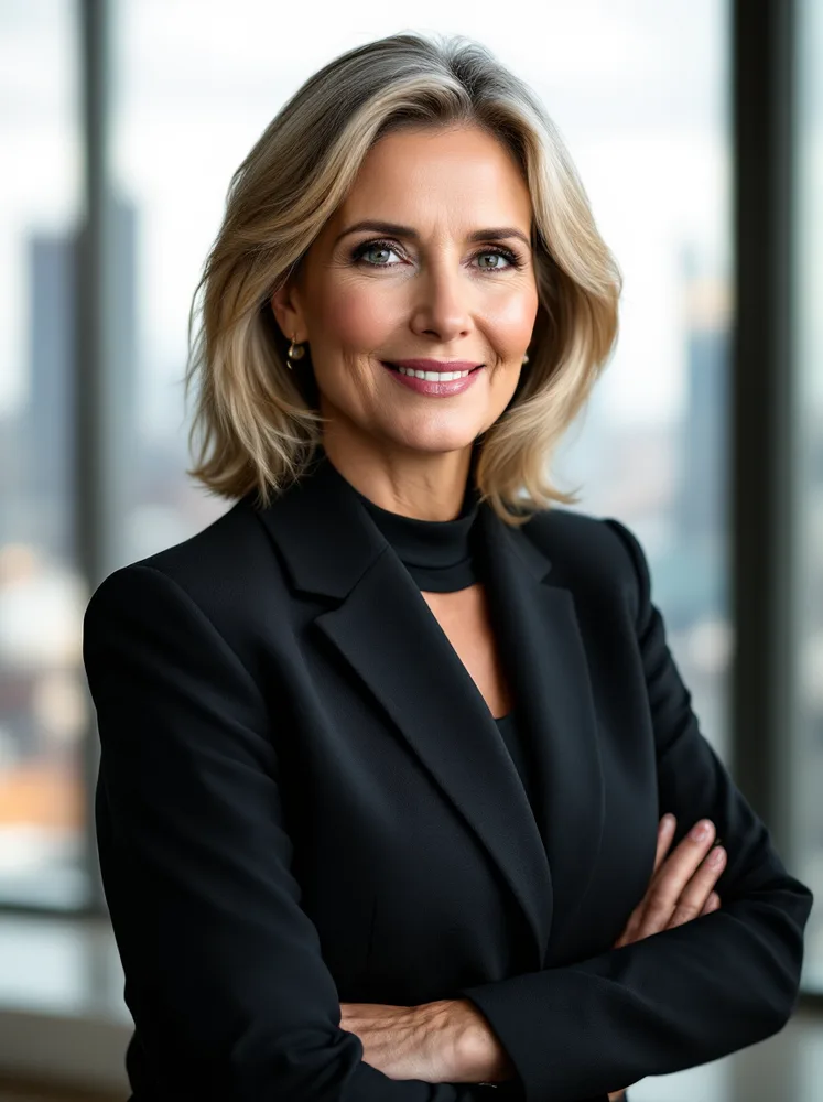 executive headshot example, corner office skyline