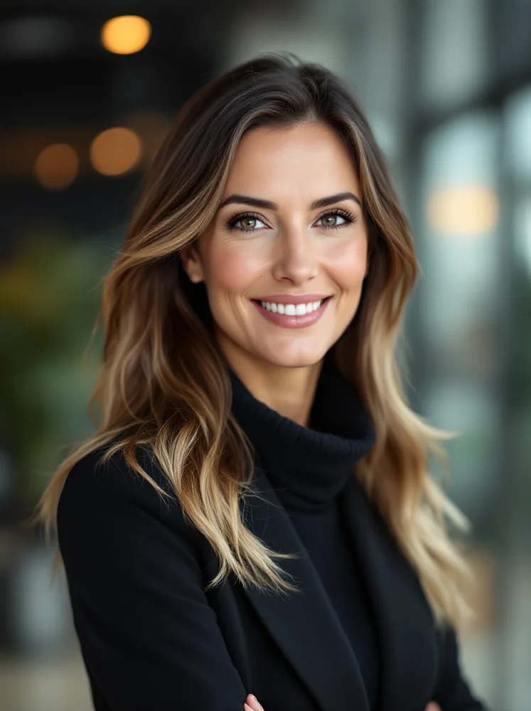 executive headshot example, founder in glass office