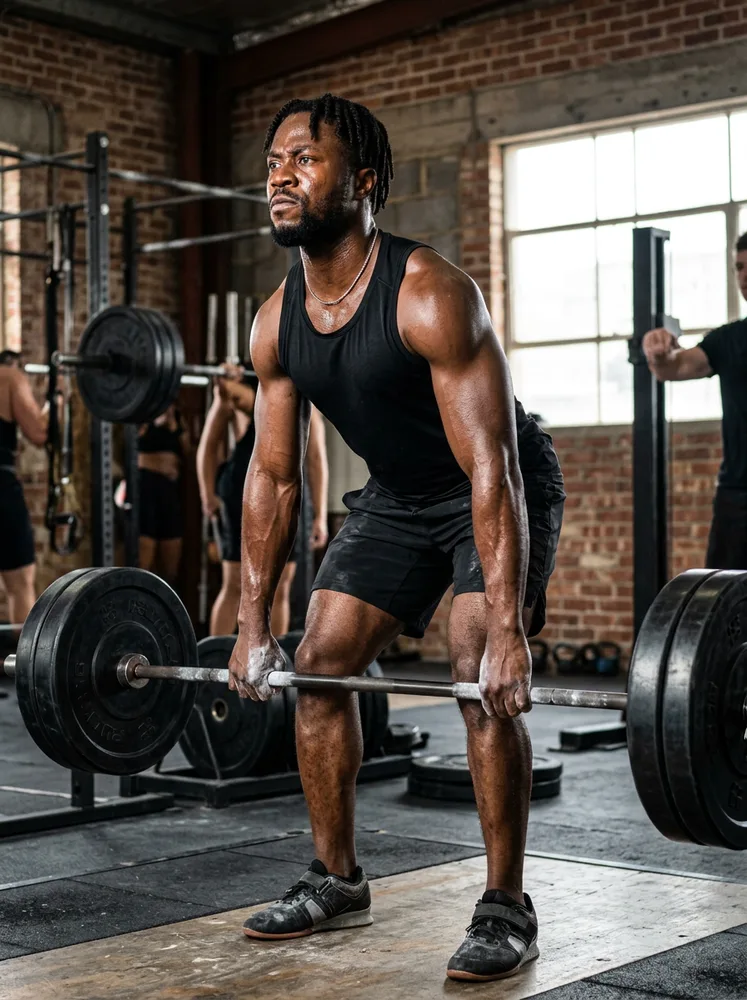 AI gym photo example, barbell deadlift