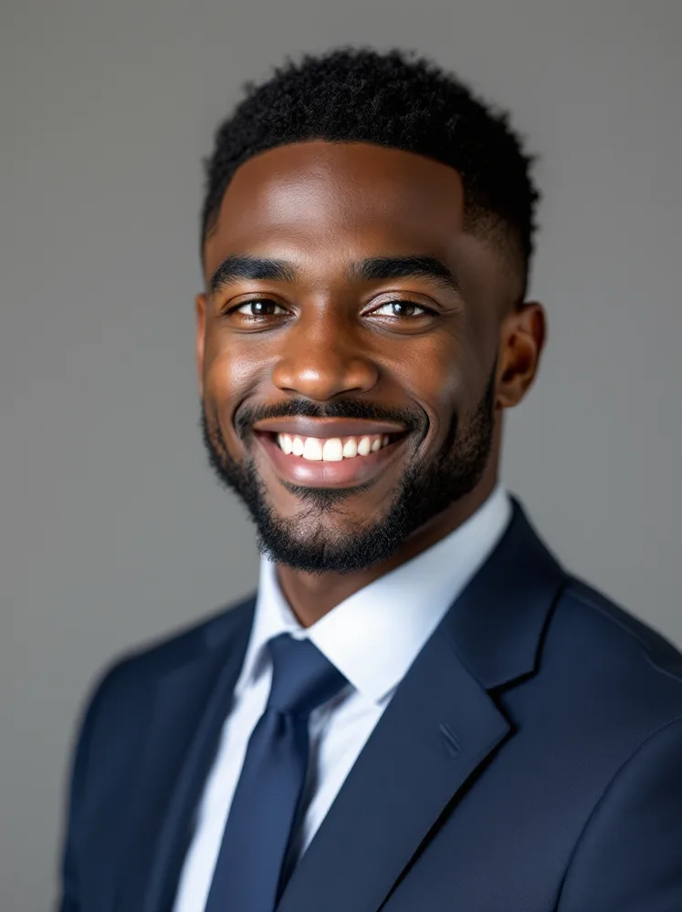 AI interview photo: no tie, assured: mid-career candidate