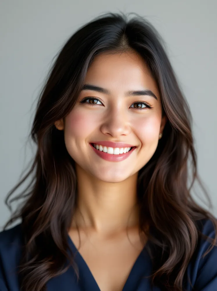 AI interview photo: bright neutral background, nothing to distract