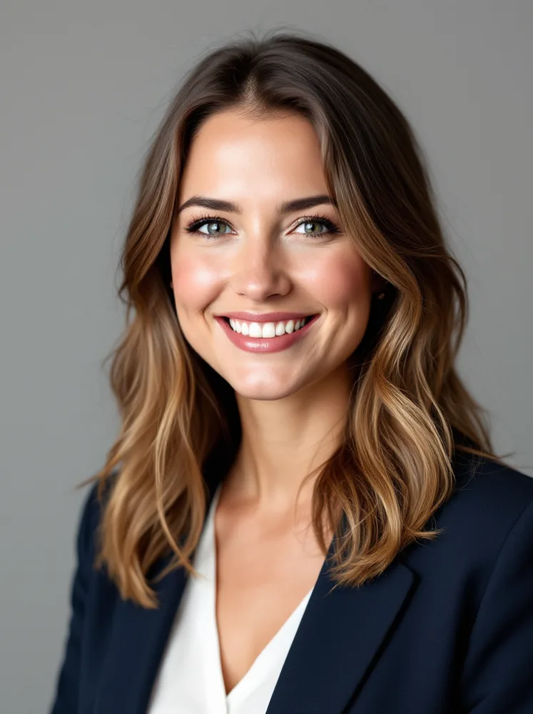 linkedin headshot example, grey studio backdrop