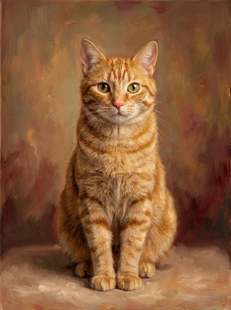 Example cat portrait, oil painting portrait