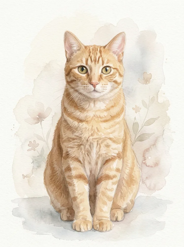 Example cat portrait, watercolor portrait