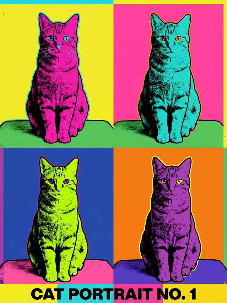 AI cat portrait, pop art portrait