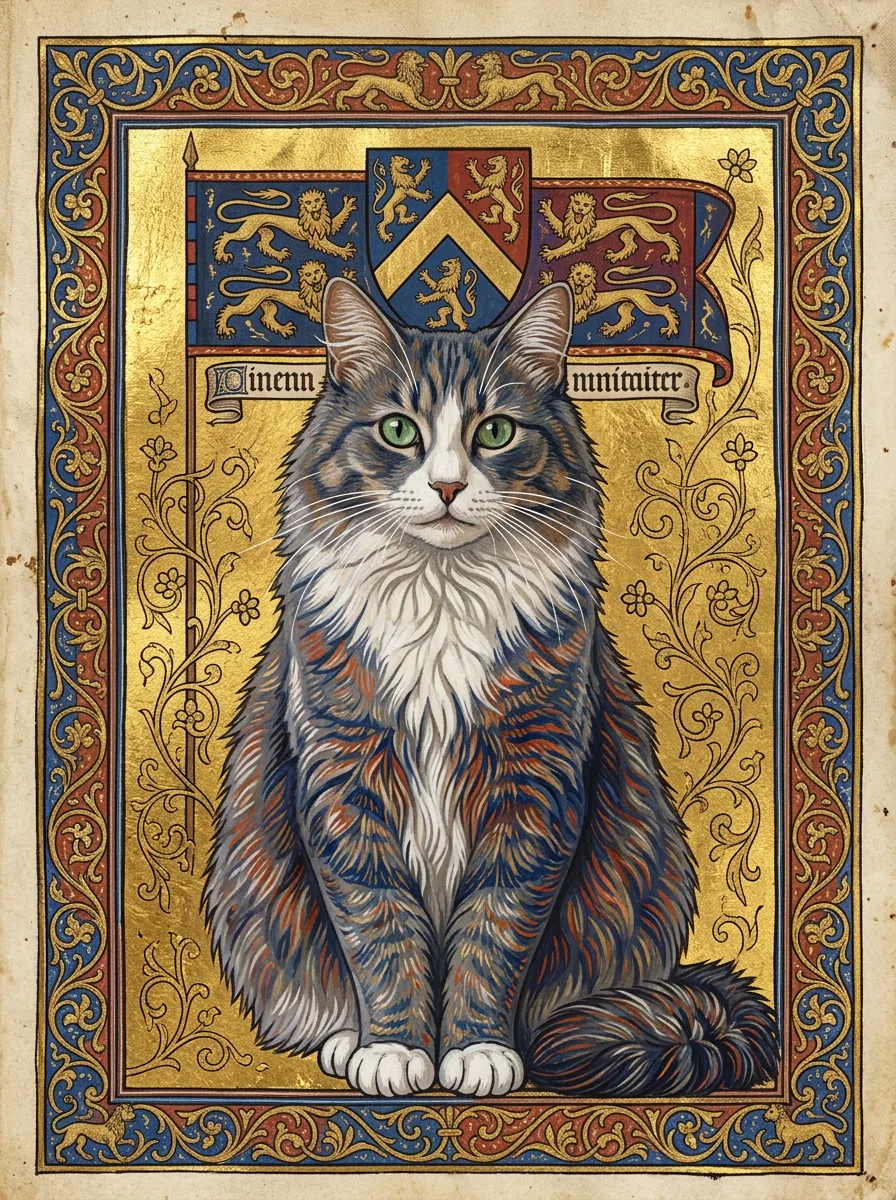 Ginger cat as a medieval pet portrait