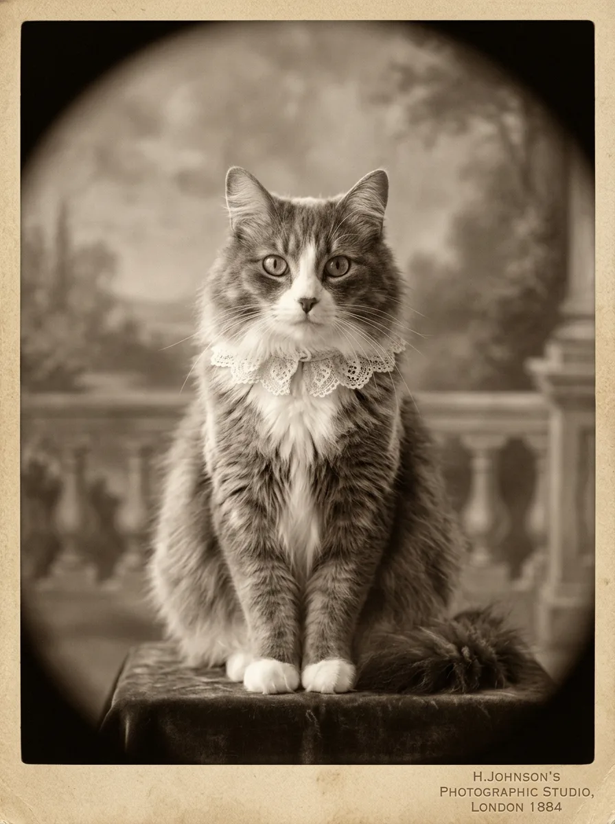Ginger cat as a victorian pet portrait