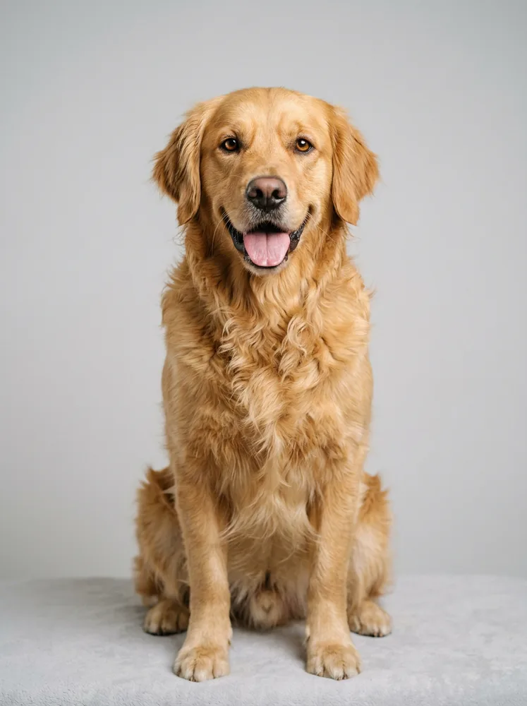 Original phone photo of a golden retriever, before any editing