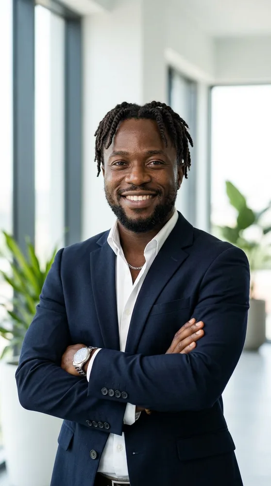 Example AI consultant headshot generated by renza