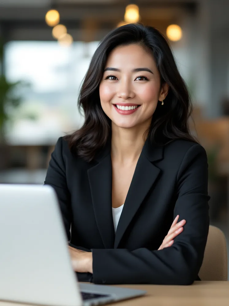 AI professional headshot: office blur for corporate profiles