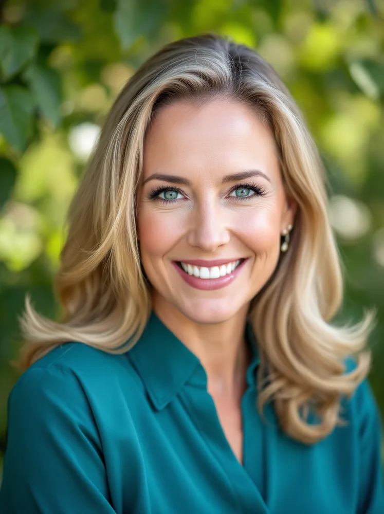 AI professional headshot: park daylight: warm without losing polish