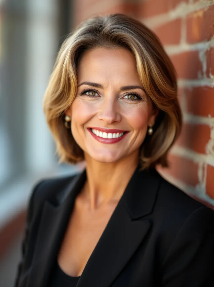 AI professional headshot: brick wall, creative-field register