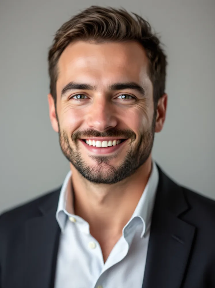 AI resume photo: open collar and blazer, approachable but prepared