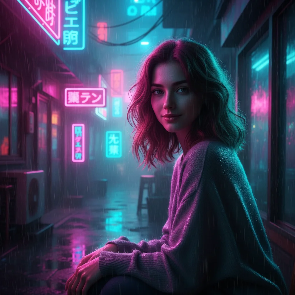 The same portrait transformed into Cyberpunk style art using renza AI
