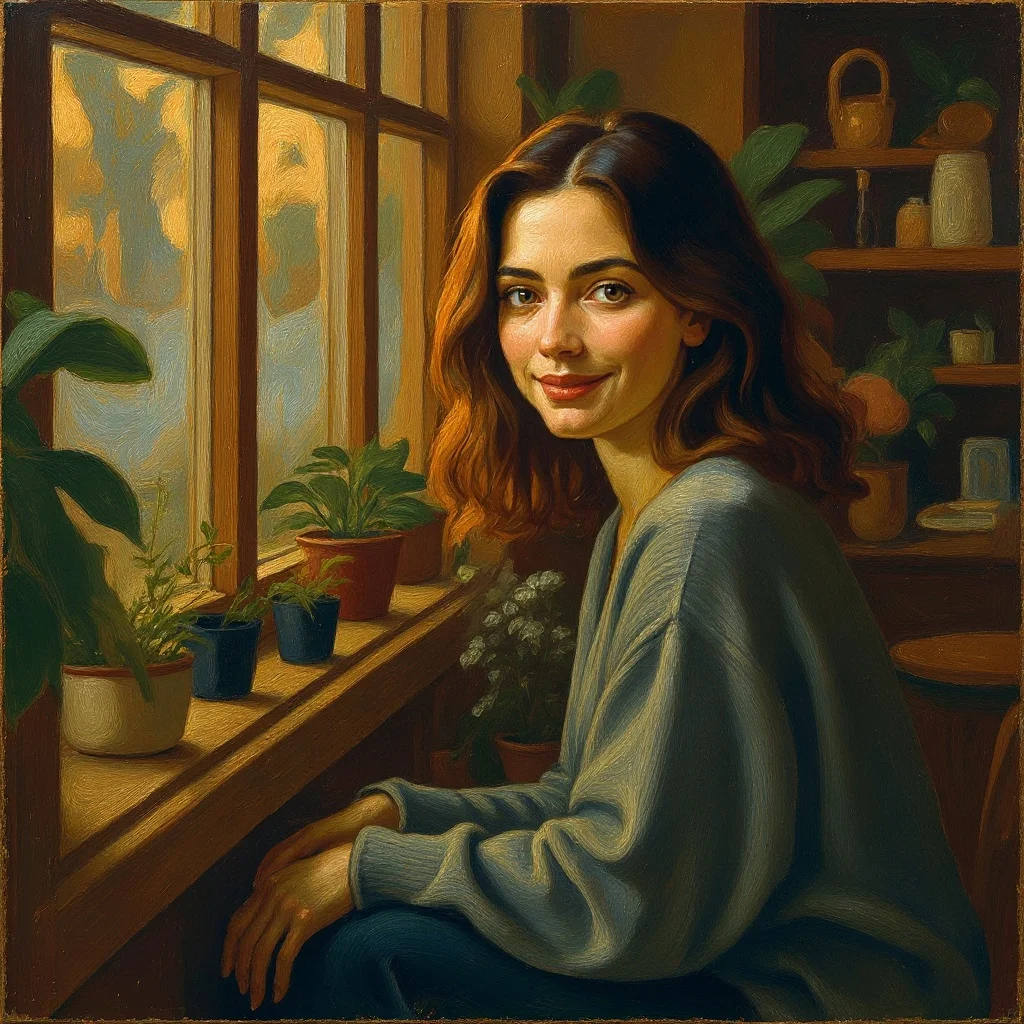 The same portrait transformed into Painting style art using renza AI