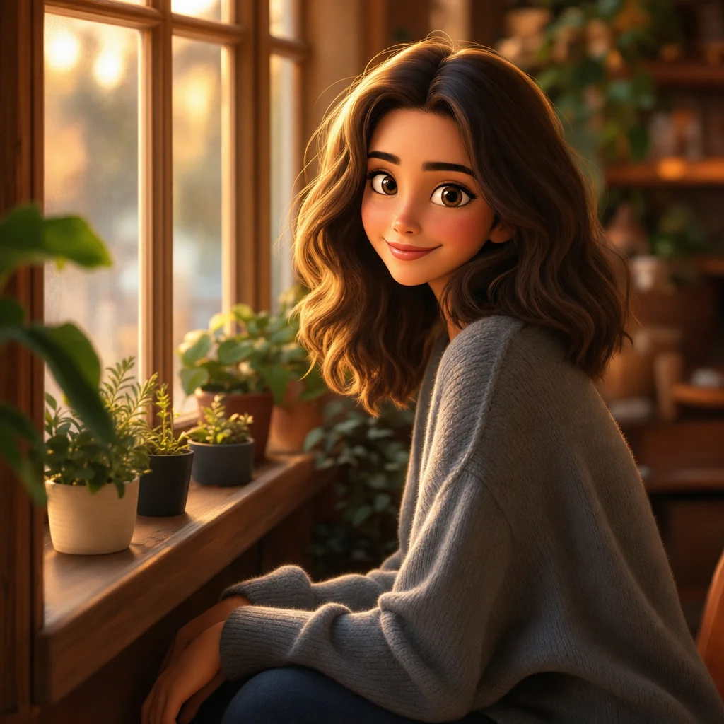 The same portrait transformed into Pixar style art using renza AI