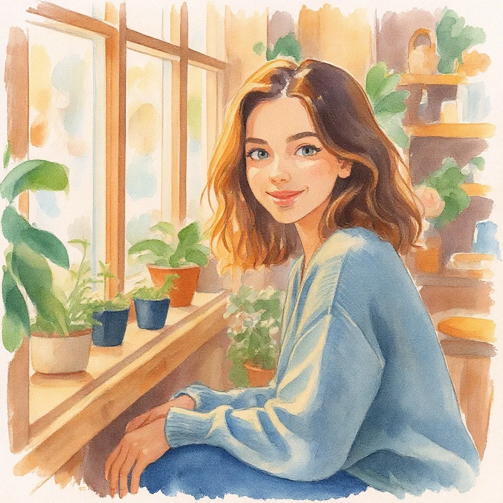 The same portrait transformed into Watercolor style art using renza AI