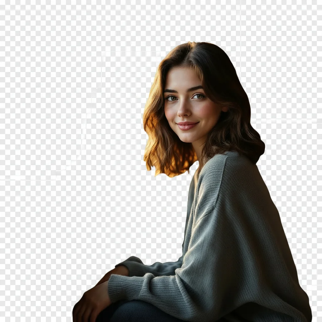 The same portrait after running the renza AI background remover